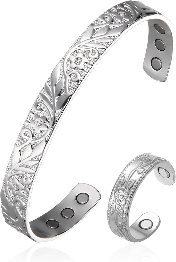 Copper Magnetic Bracelet Set for Women Men, Pure Copper Jewelry Gift