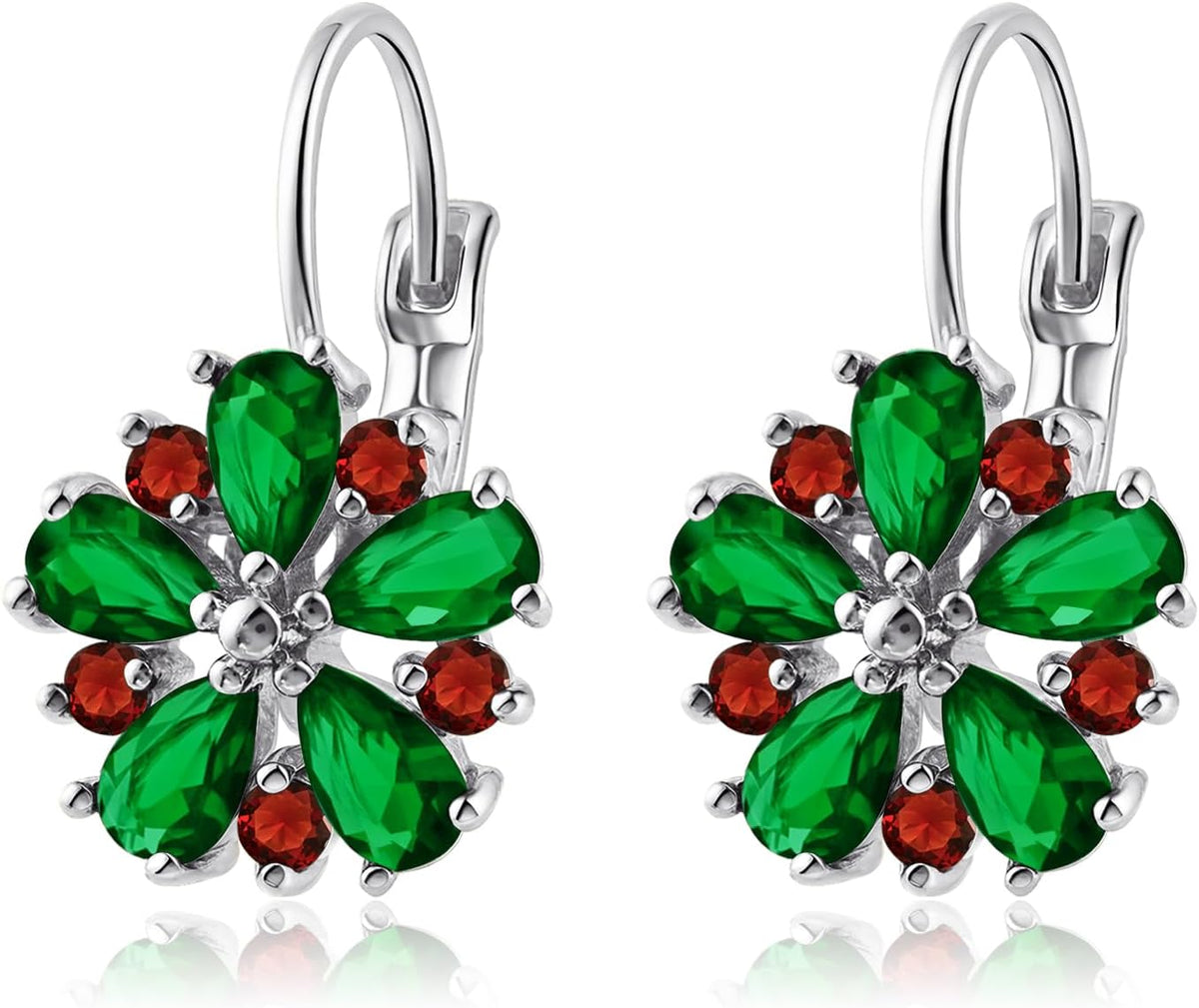 Vintage 14K Gold Plated Flower Birthstone Earrings