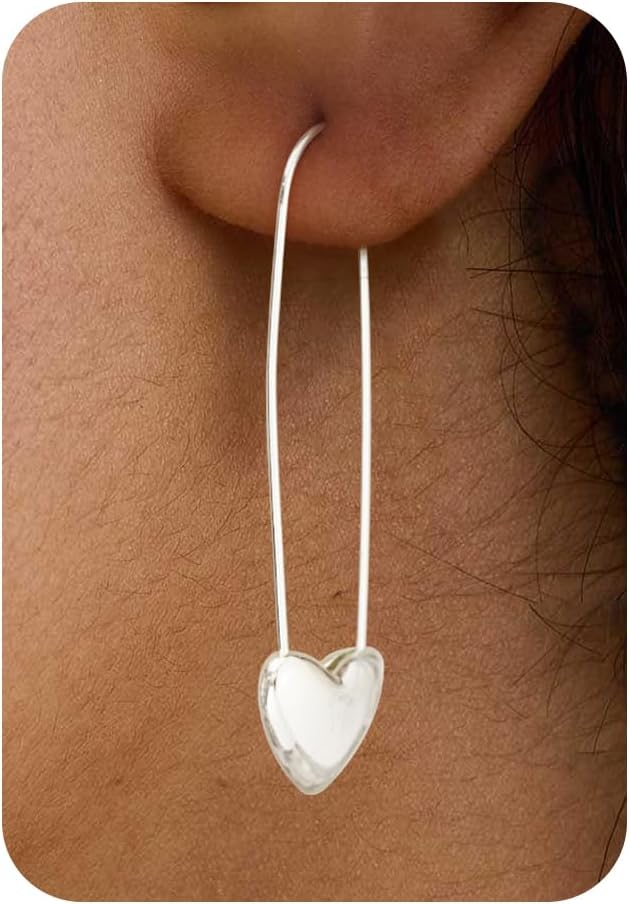 Huggie Earrings for Women-14K Gold/Silver/Black Plated Heart Safety Pin Starfish Butterfly Snake Pearl Bee Earrings for Women Gold Hoop Earrings