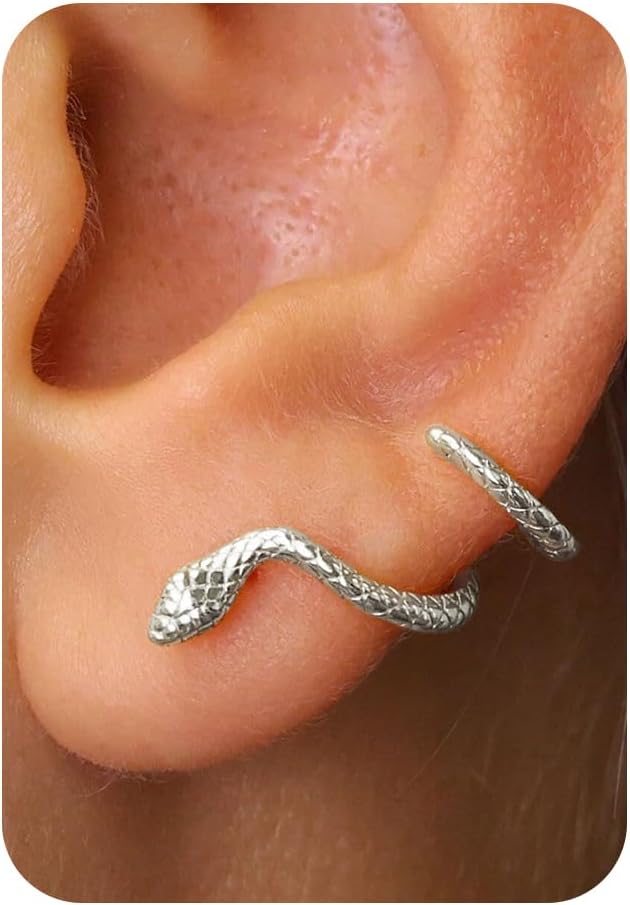 Huggie Earrings for Women-14K Gold/Silver/Black Plated Heart Safety Pin Starfish Butterfly Snake Pearl Bee Earrings for Women Gold Hoop Earrings
