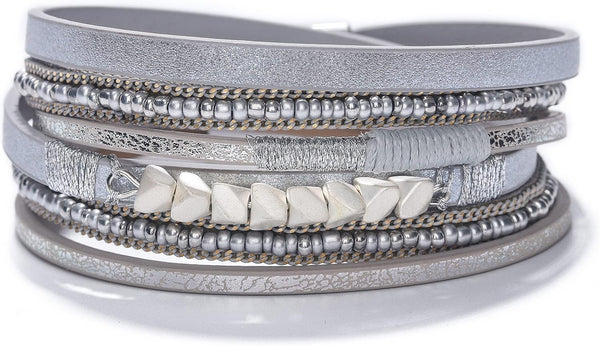 Fesciory Leather Wrap Bracelets for Women, Boho Western Layered Jewelry