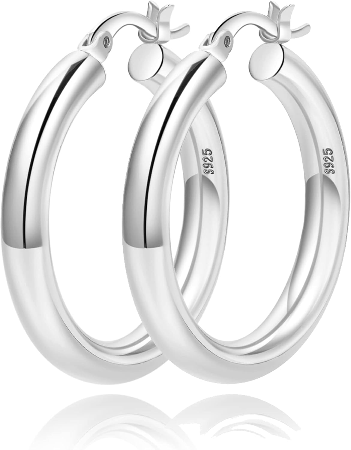 4mm Thick Gold Chunky Earrings Steling Silver Post Hoops Earrings For Women Hollow Tube Hoops Earrings Thick Gold Hoop Earrings Hypoallergenic