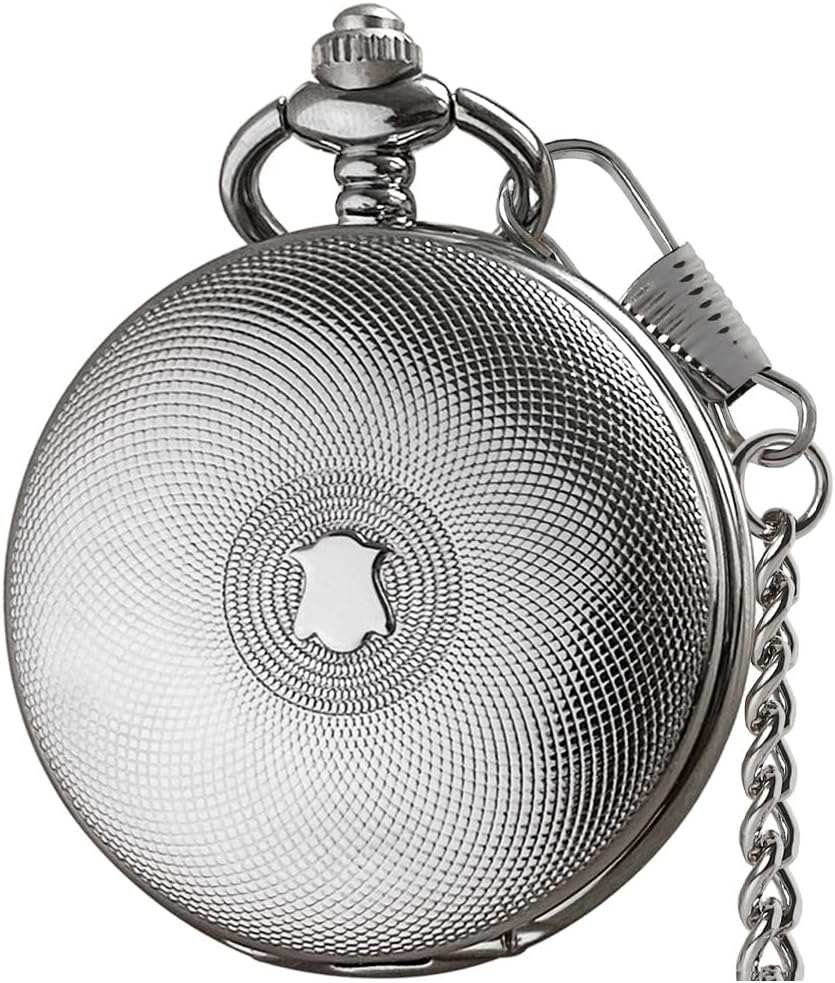 Mechanical Skeleton Pocket Watch with Chain
