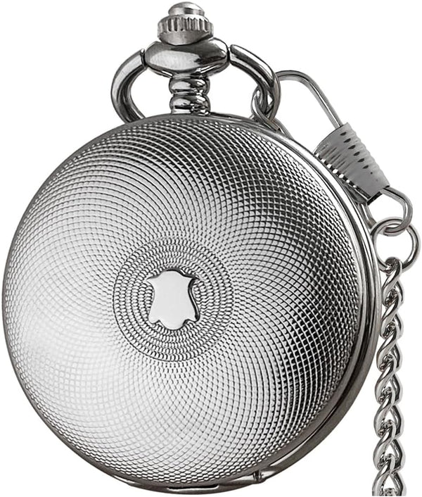 Mechanical Skeleton Pocket Watch with Chain