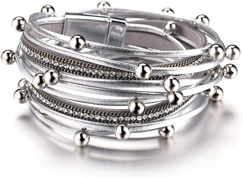 Fesciory Leather Wrap Bracelets for Women, Boho Western Layered Jewelry
