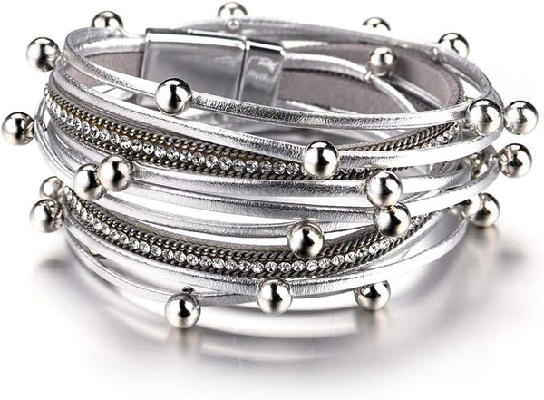 Fesciory Leather Wrap Bracelets for Women, Boho Western Layered Jewelry
