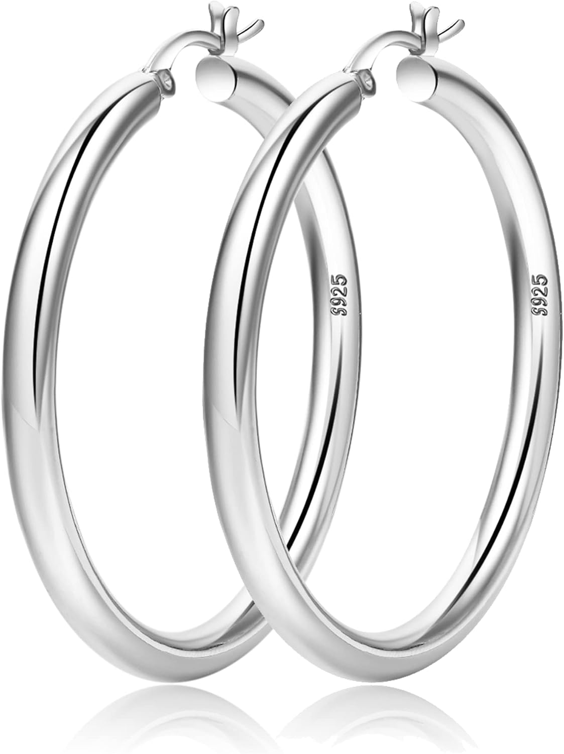 4mm Thick Gold Chunky Earrings Steling Silver Post Hoops Earrings For Women Hollow Tube Hoops Earrings Thick Gold Hoop Earrings Hypoallergenic