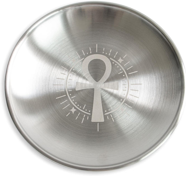 Offering Bowl Prayer Ritual Plate Great for Wicca, Altar use, Ritual use, Incense Burner, smudging Bowl, Decoration (Golden Triple Moon)