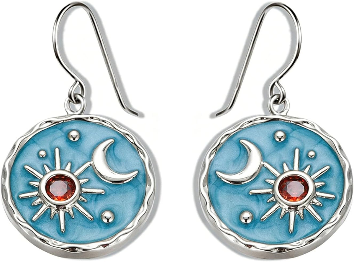 Vintage Sun and Moon Coin Drop Earrings