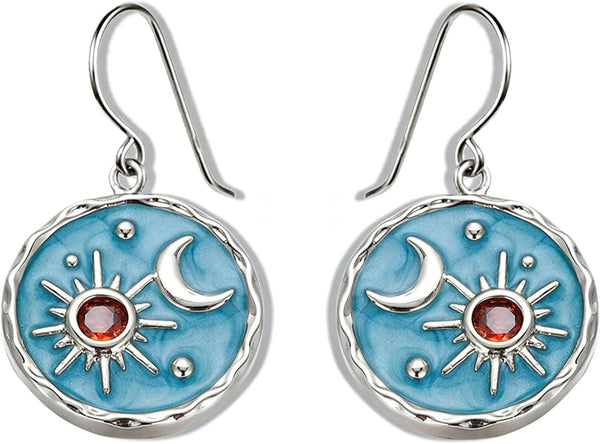 Vintage Sun and Moon Coin Drop Earrings