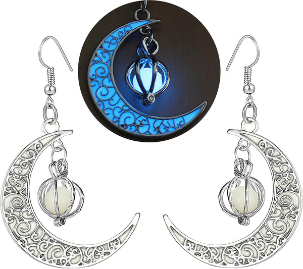 EEQQBZ Glow In Dark Crescent Moon Dangle Earrings