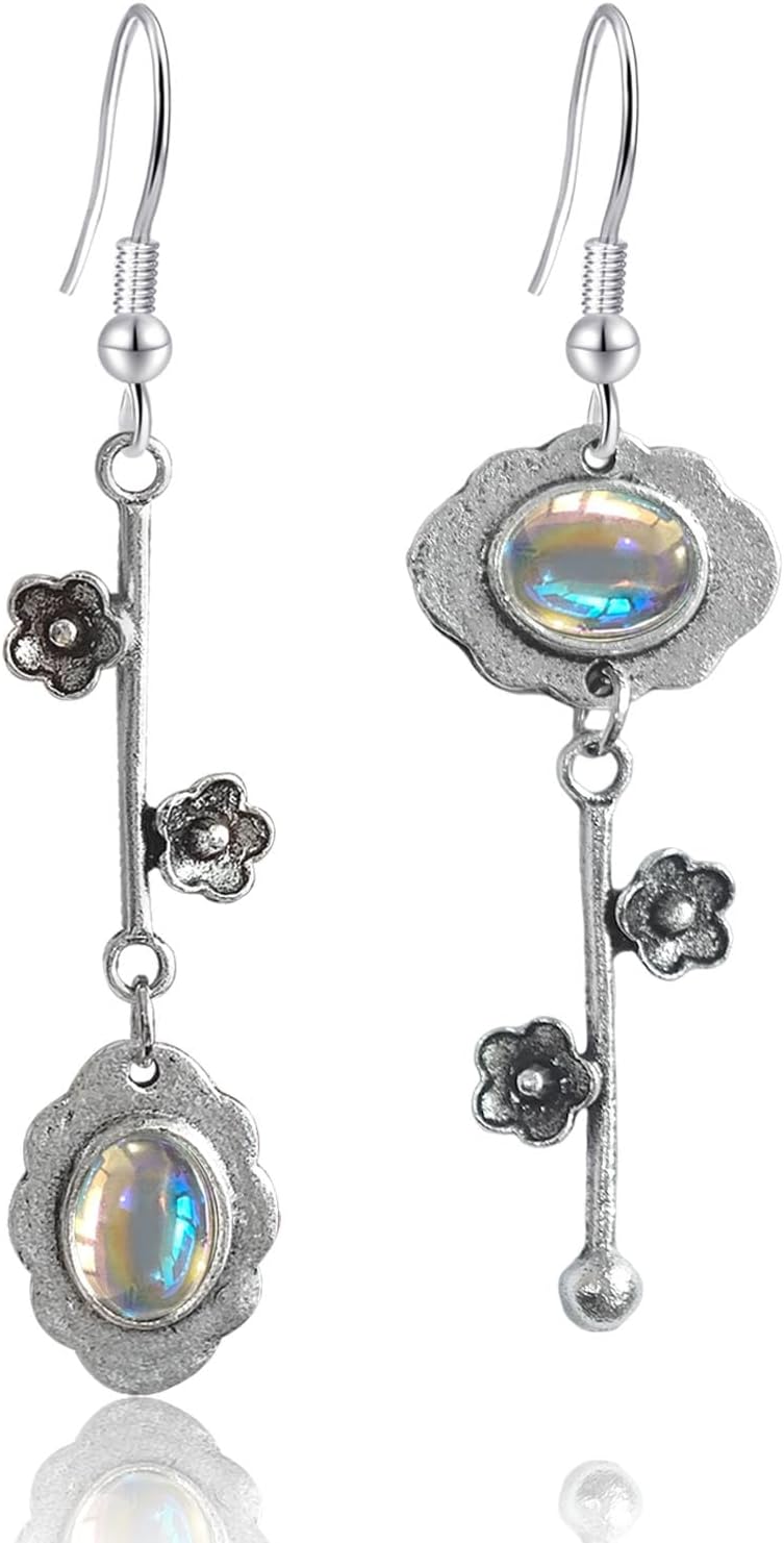 Vintage Plum Blossom Asymmetric Dangle Earrings