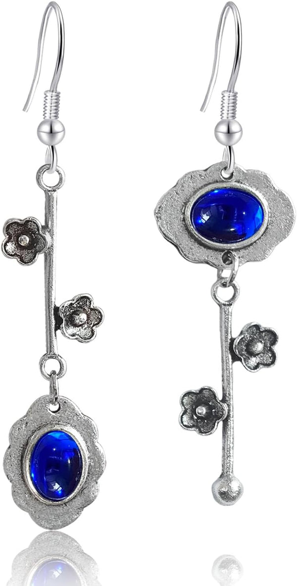 Vintage Plum Blossom Asymmetric Dangle Earrings
