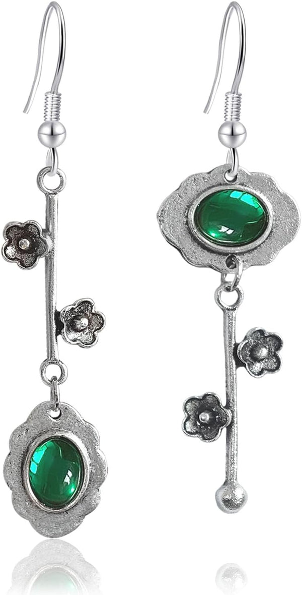 Vintage Plum Blossom Asymmetric Dangle Earrings