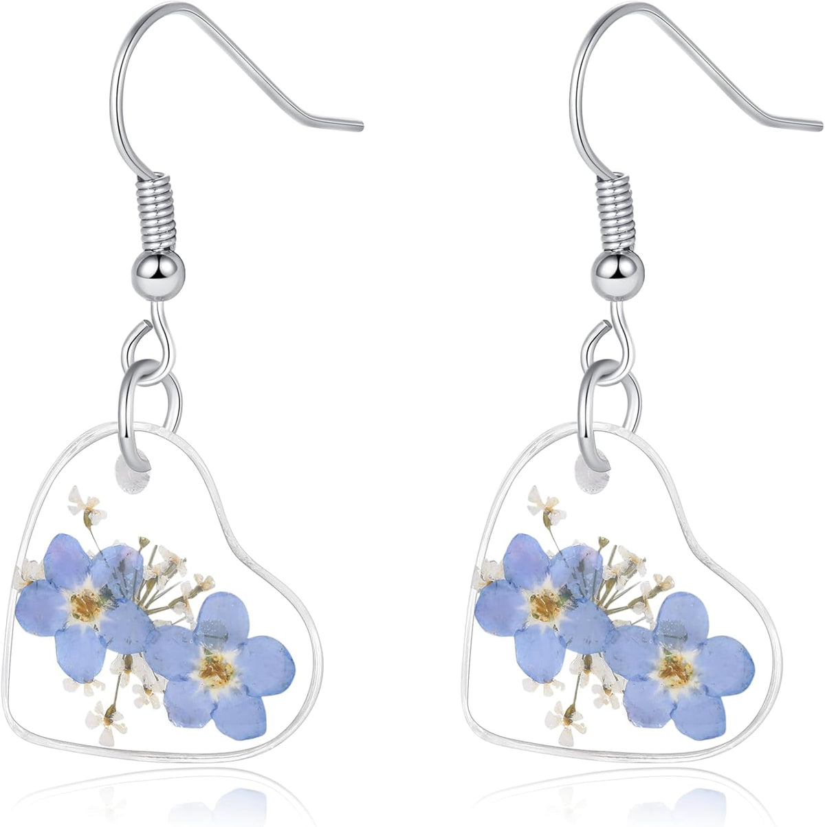 Forget-Me-Not Pressed Flower Earrings | Handmade Drop and Dangle Earrings | Pressed Flower Jewelry | Thanksgiving Christmas birthdays | Gift for Woman