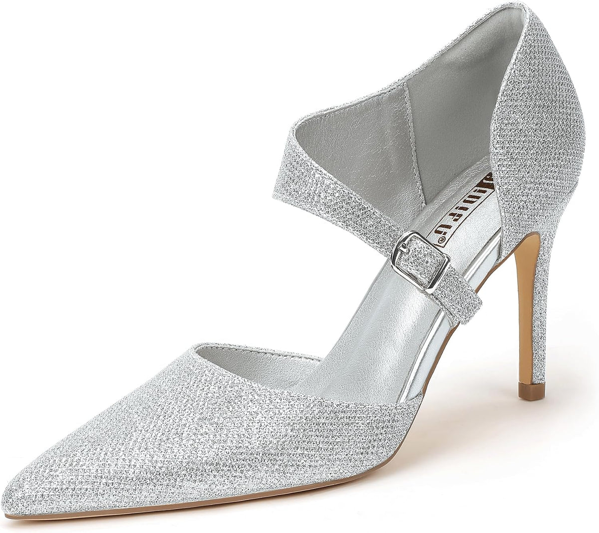 IDIFU Women's High Stiletto Heels Pumps Pointed Toe Heels Closed Toe Pumps with Elegant Metal Buckle Comfortable Office Wedding Dressy Shoes