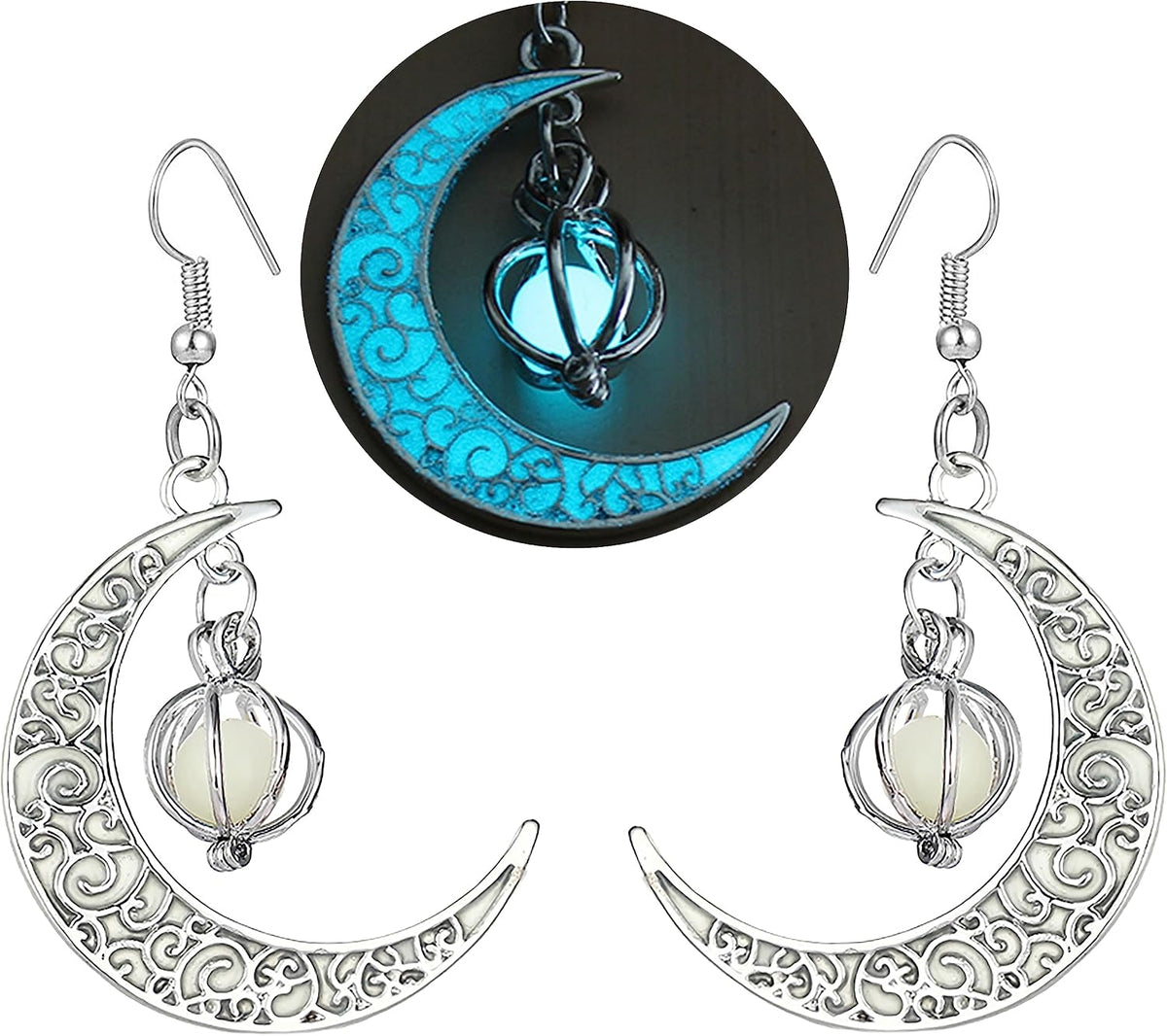 EEQQBZ Glow In Dark Crescent Moon Dangle Earrings