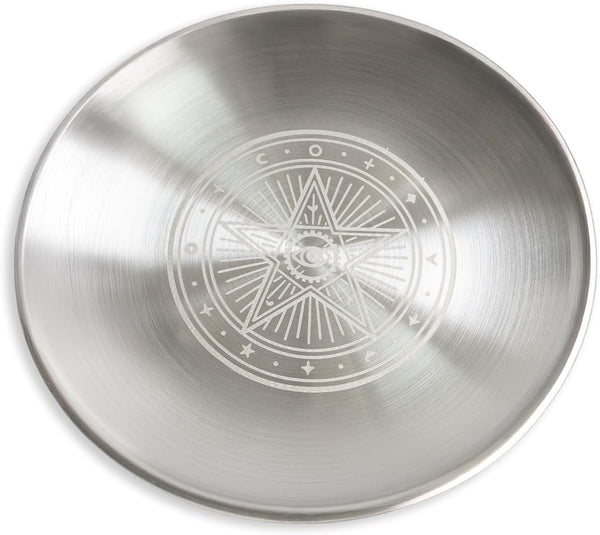 Offering Bowl Prayer Ritual Plate Great for Wicca, Altar use, Ritual use, Incense Burner, smudging Bowl, Decoration (Golden Triple Moon)