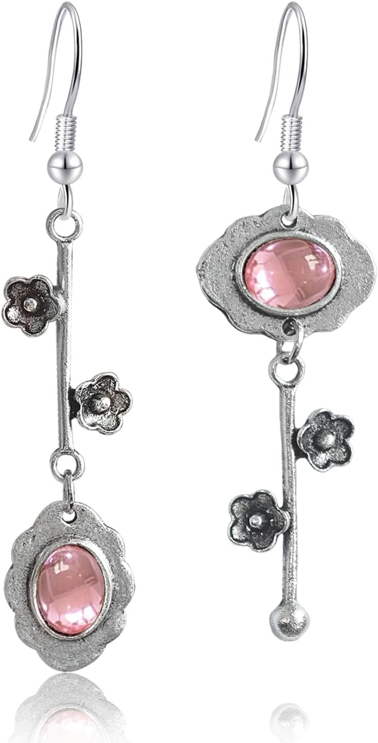 Vintage Plum Blossom Asymmetric Dangle Earrings