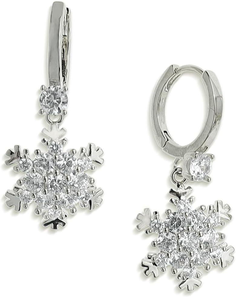 Gold Silver Small Hoop Dangle Earrings for Women, Trendy Dainty Rhinestone CZ Dangling Prom Wedding Leaf Flower Snowflake Butterfly Starfish Fashion Jewelry Gift