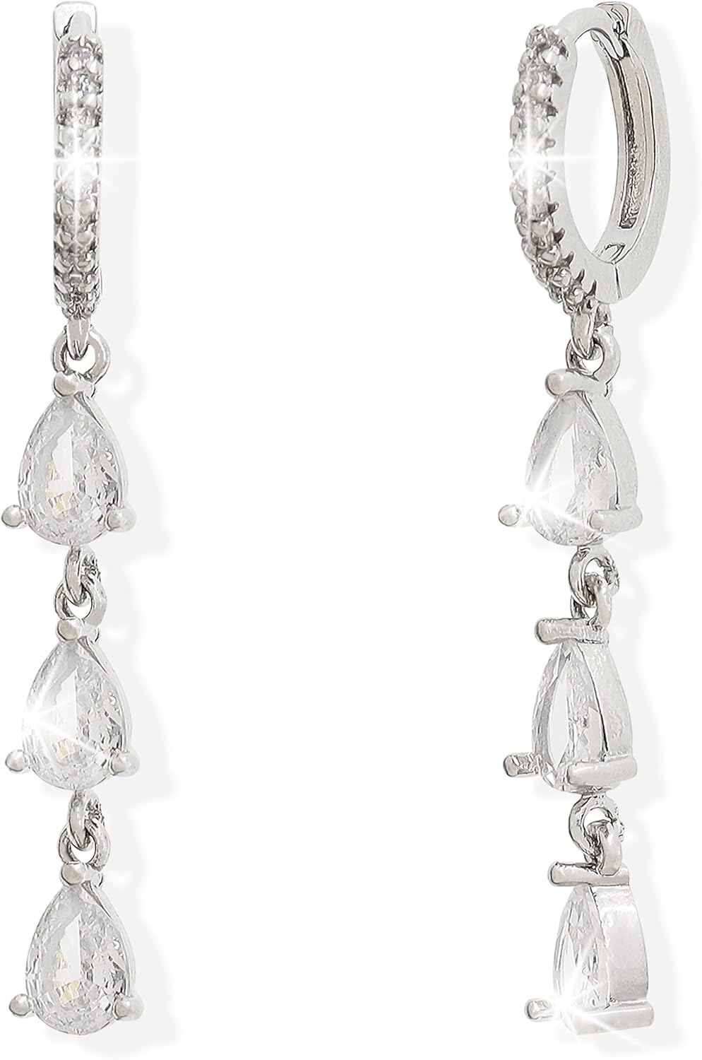 Gold Silver Small Hoop Dangle Earrings for Women, Trendy Dainty Rhinestone CZ Dangling Prom Wedding Leaf Flower Snowflake Butterfly Starfish Fashion Jewelry Gift