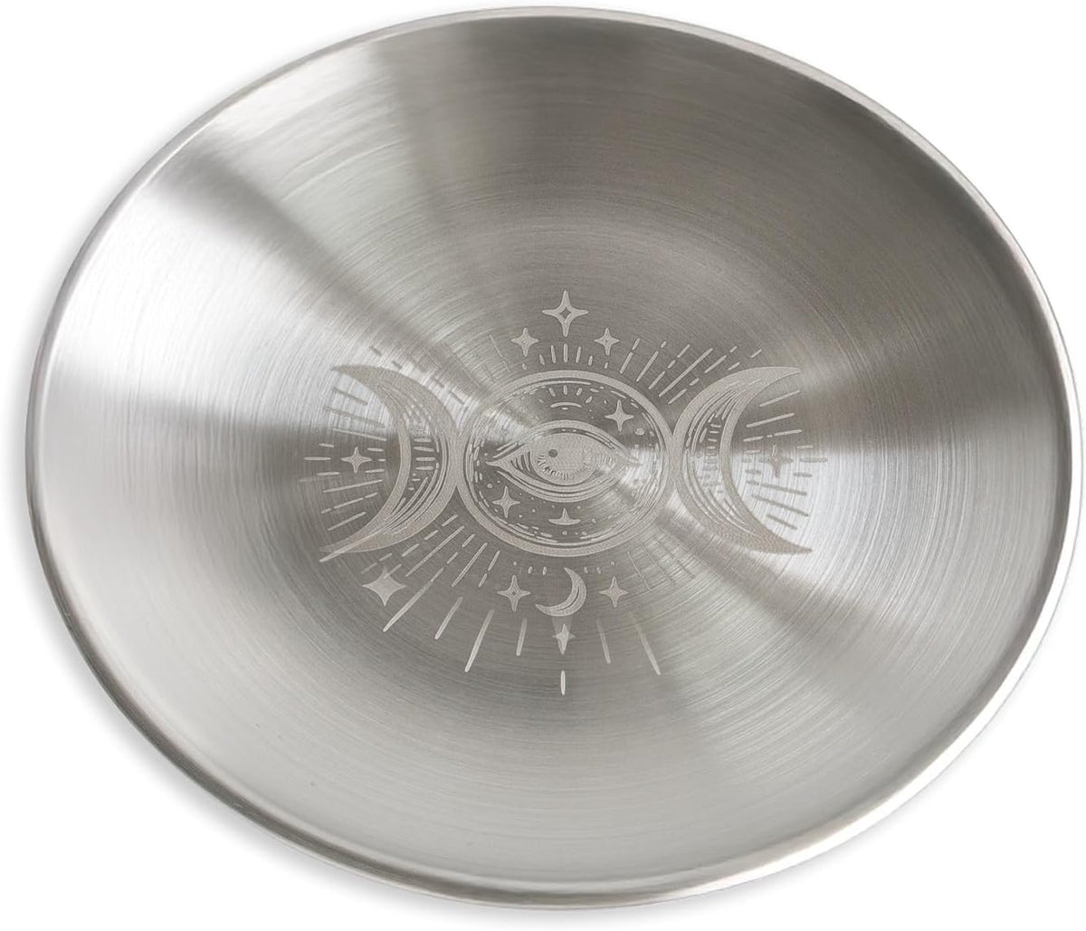 Offering Bowl Prayer Ritual Plate Great for Wicca, Altar use, Ritual use, Incense Burner, smudging Bowl, Decoration (Golden Triple Moon)