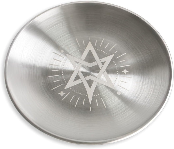 Offering Bowl Prayer Ritual Plate Great for Wicca, Altar use, Ritual use, Incense Burner, smudging Bowl, Decoration (Golden Triple Moon)