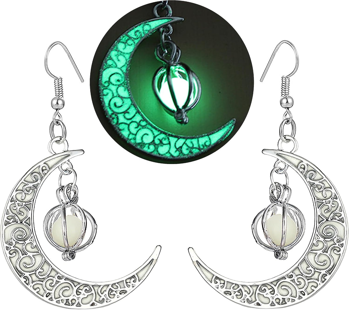 EEQQBZ Glow In Dark Crescent Moon Dangle Earrings