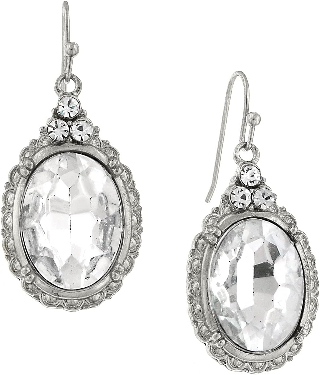 1928 Jewelry "Victorian" Oval Multi Faceted Drop Earrings