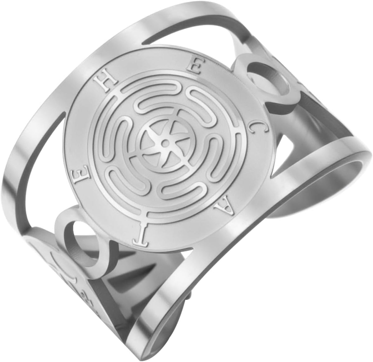 TEAMER Hekate Wheel Ring Stainless Steel Adjustable Hecate's Wheel Ring Wicca Wheel of Hekate Goddess Amulet Jewelry For Women
