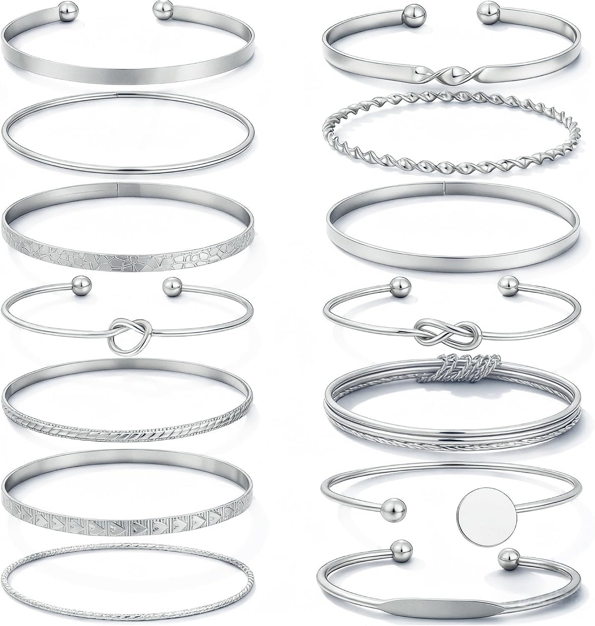 Gold Bangle Bracelets for Women, 14 Pcs Multi Layer Stackable Bangle Set, 14K Gold Plated Textured Chunky Bracelets Boho Jewelrys Set
