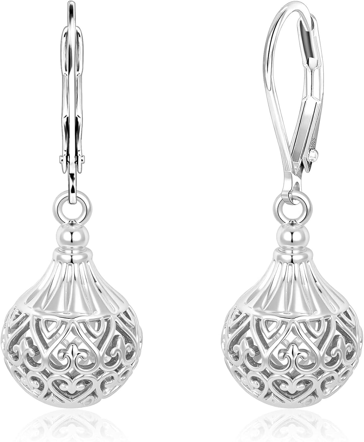 Women's Filigree Gold Silver Earrings with Hypoallergenic Leverback Texture