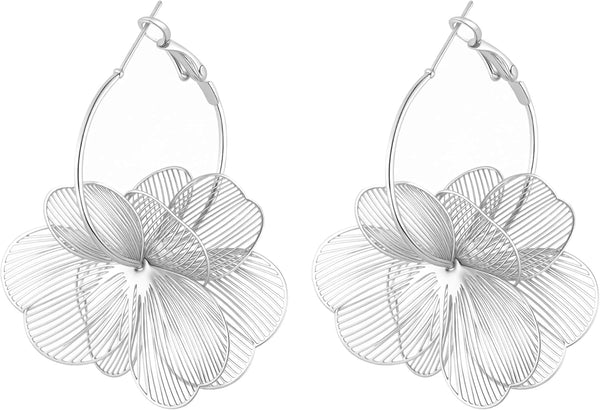Floral Filigree Statement Hoop Earrings