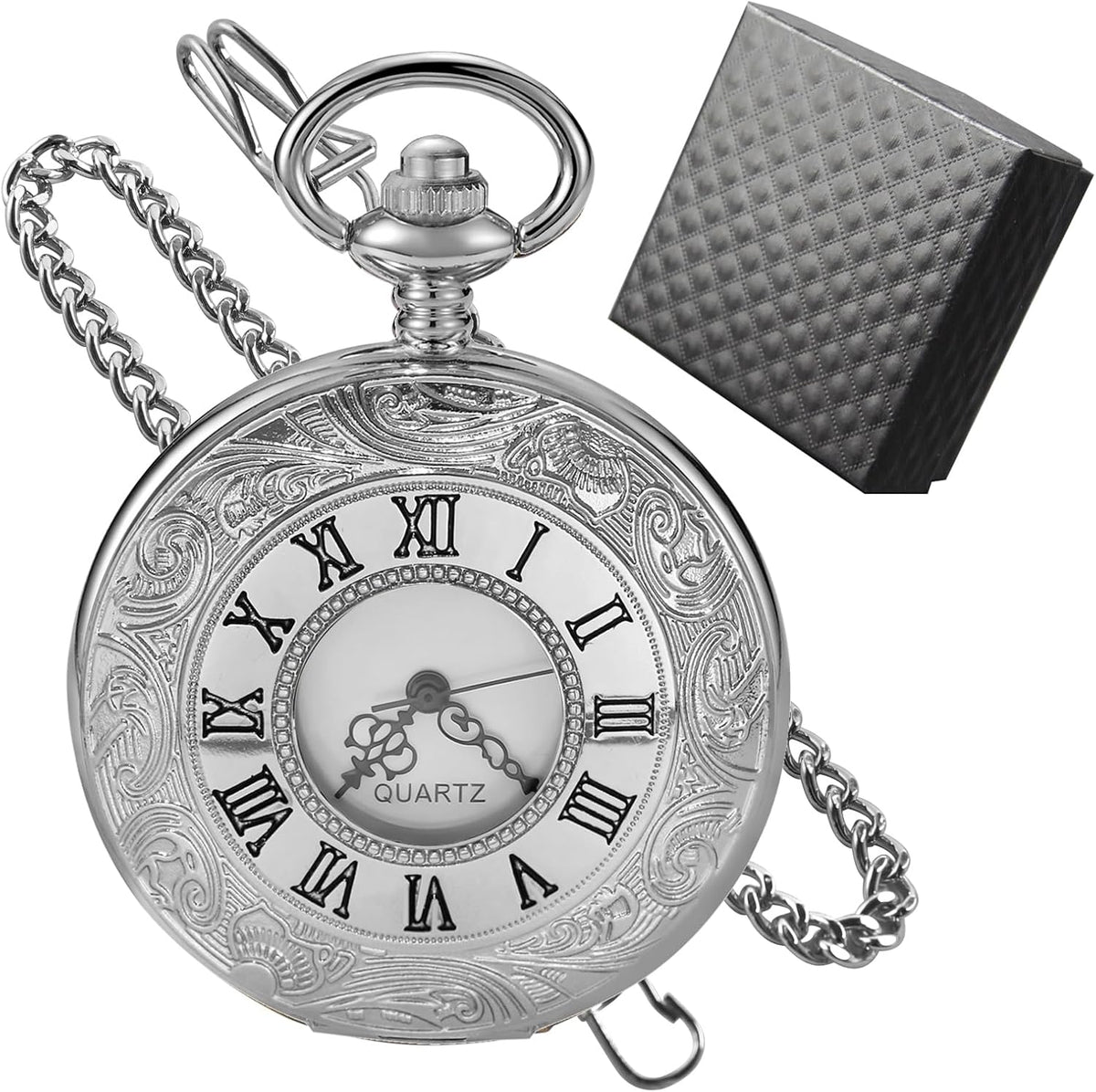 Vintage Pocket Watch Roman Numerals Scale Steampunk Hollowed Out Quart