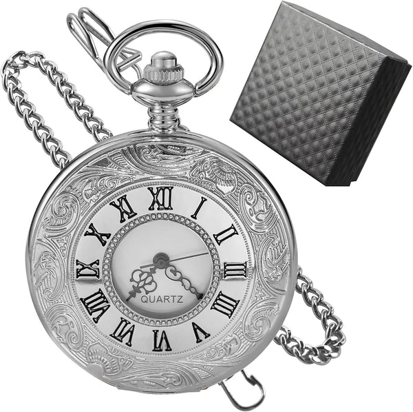 Vintage Pocket Watch Roman Numerals Scale Steampunk Hollowed Out Quart
