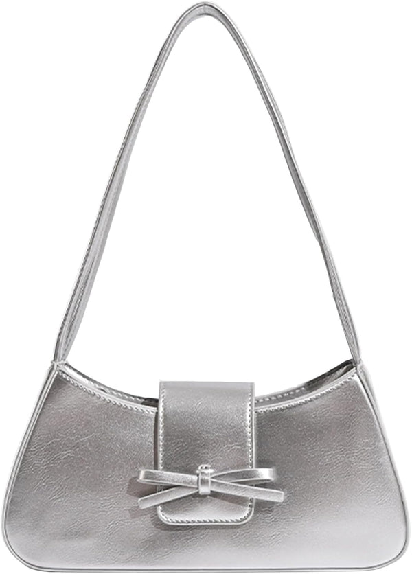 Shoulder Bag for Women — Trendy Y2K Patent Leather Bow Hobo