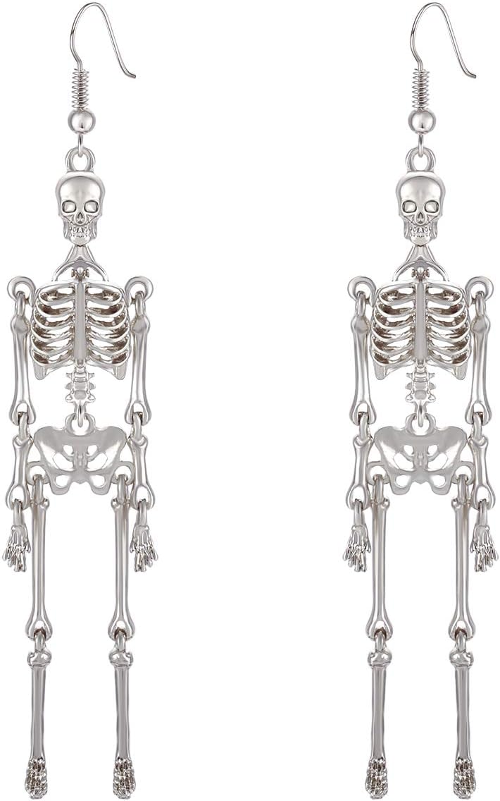 Halloween Skeleton Earrings Spooky Skull Skeleton Dangle Earrings for Women Costume Dress Up Ghost Earrings Halloween Outfits Jewelry Accessories Gifts