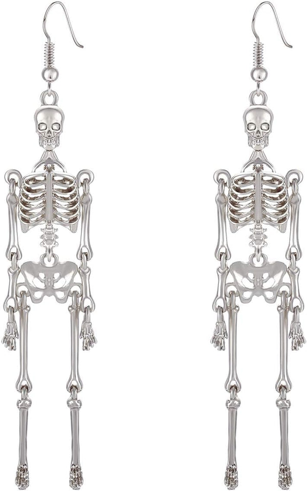 Halloween Skeleton Earrings Spooky Skull Skeleton Dangle Earrings for Women Costume Dress Up Ghost Earrings Halloween Outfits Jewelry Accessories Gifts