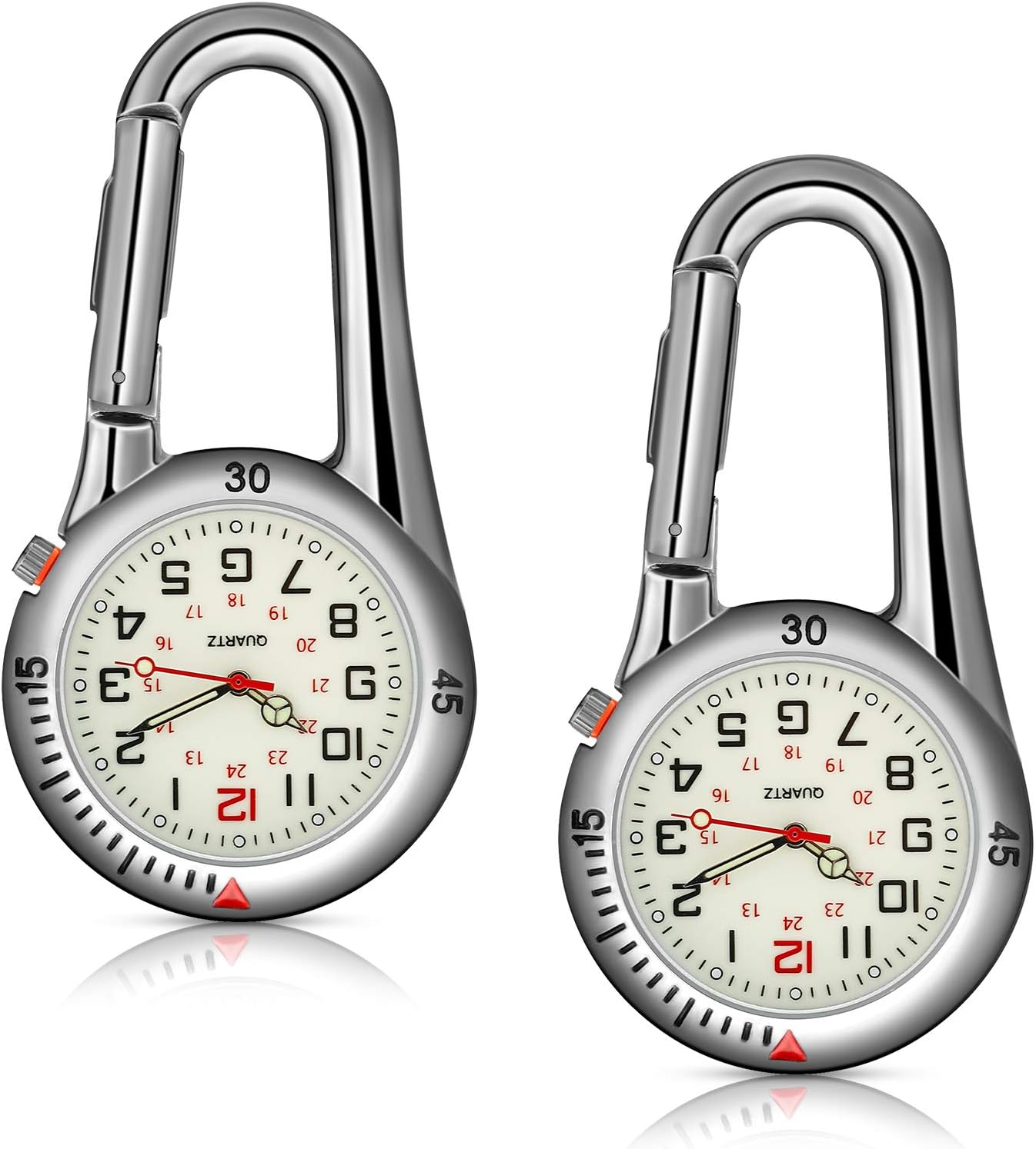 Hicarer 2 Pieces Clip on Quartz Watch Backpack Fob Belt Glow in The Da