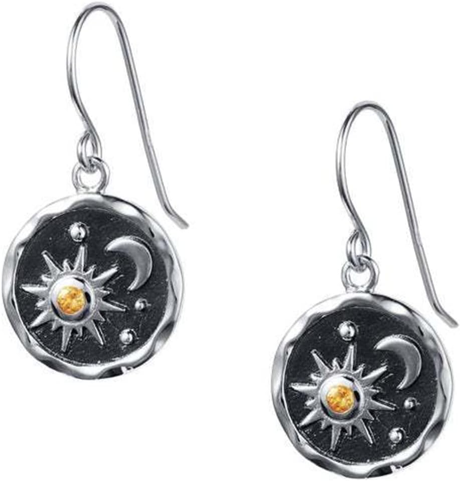 Vintage Sun and Moon Coin Drop Earrings