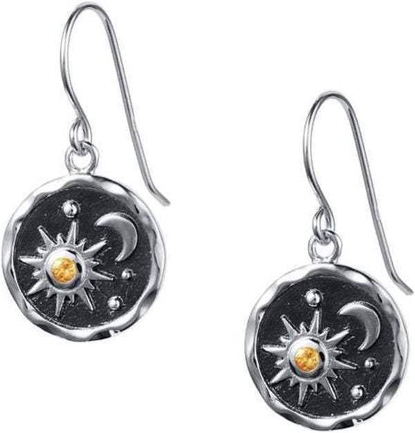 Vintage Sun and Moon Coin Drop Earrings