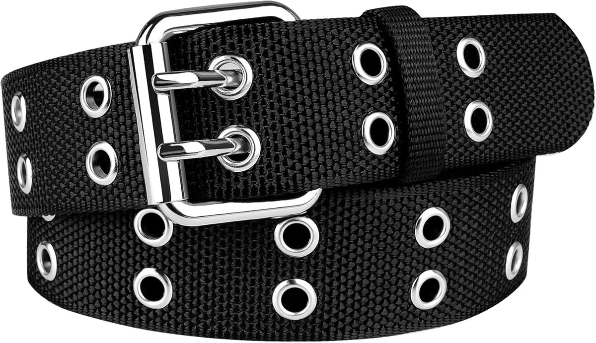 Double Grommet Belt Plus Size 39 To 71'' Nylon Prong Belts For Women