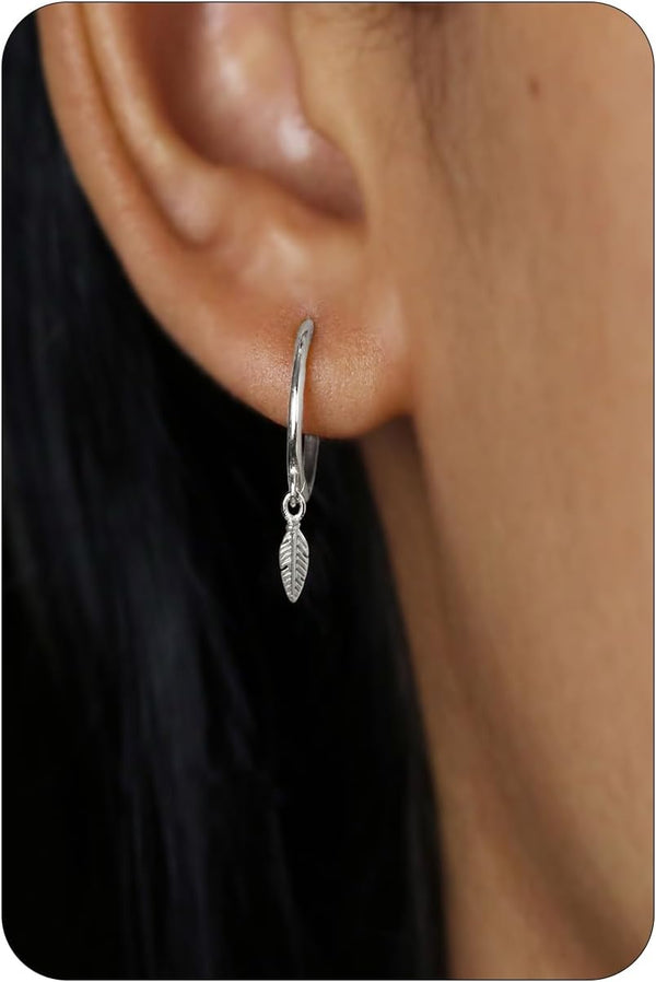 Huggie Earrings for Women-14K Gold/Silver/Black Plated Heart Safety Pin Starfish Butterfly Snake Pearl Bee Earrings for Women Gold Hoop Earrings