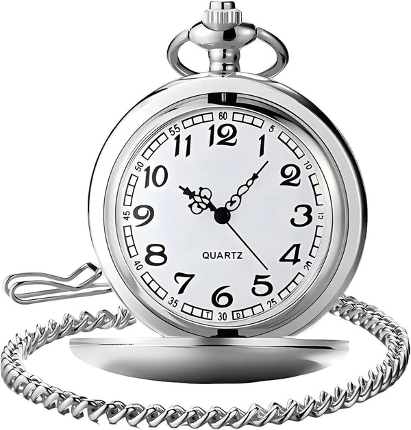 Smooth Vintage Pocket Watch with Chain