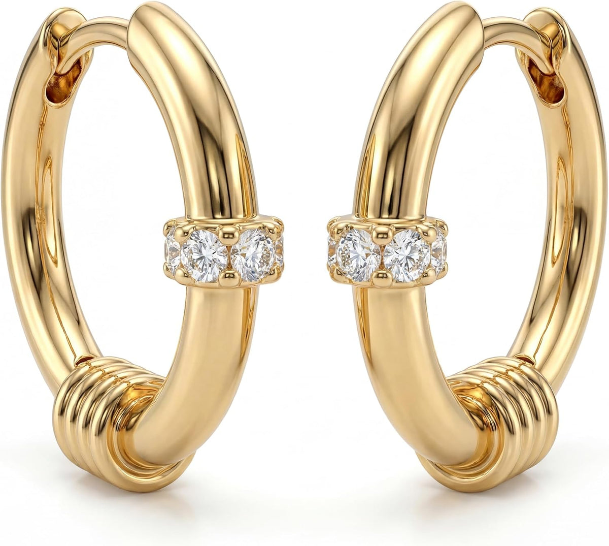 Cubic Zirconia Huggie Earrings 14k Gold Plated Tiny Earrings Small Huggie Hoop Earrings Simple Lightweight Hoops Gift for Women