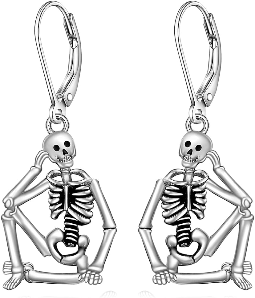 Halloween Earrings S925 Sterling Silver Ghost Bat Spider Cat Jewelry Gift
