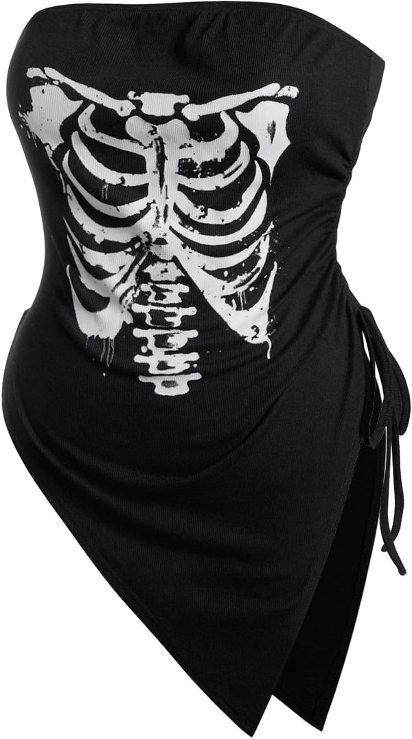 SHENHE Women's Plus Print Ruched Asymmetrical Y2k Star Tube Top