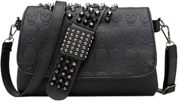Punk Skull Rivet PU Leather Crossbody Shoulder Bag
