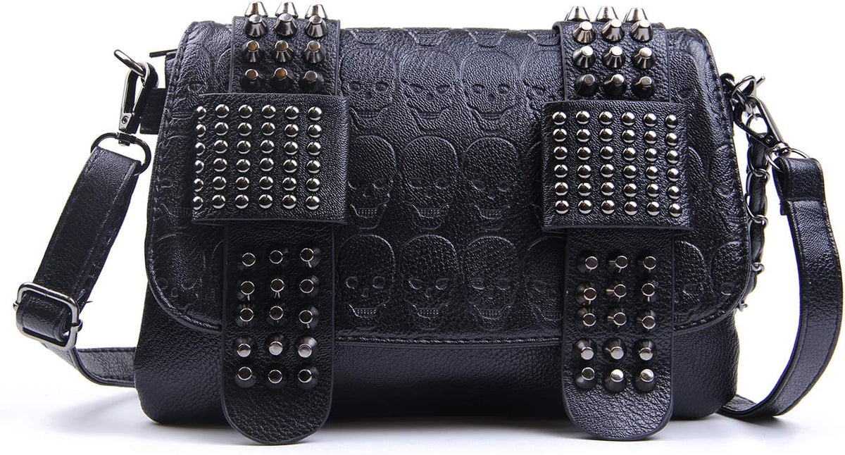Punk Skull Rivet PU Leather Crossbody Shoulder Bag