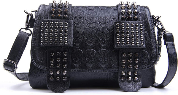 Punk Skull Rivet PU Leather Crossbody Shoulder Bag